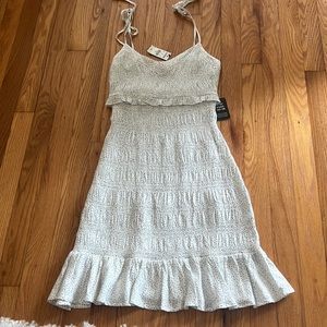 Brand New Express White Dress with Black Polka Dots